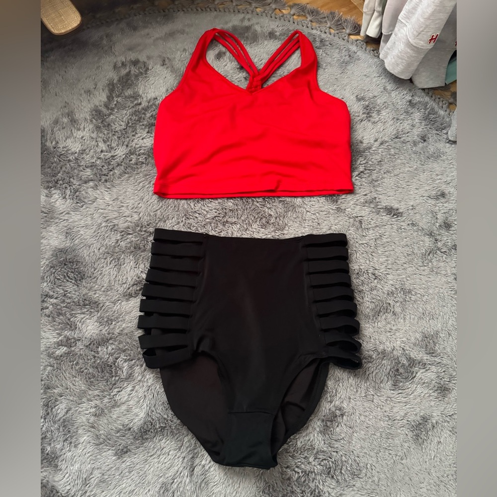 KIAVA crop top/high rise bottom swim set